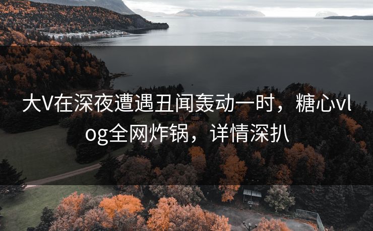 大V在深夜遭遇丑闻轰动一时，糖心vlog全网炸锅，详情深扒