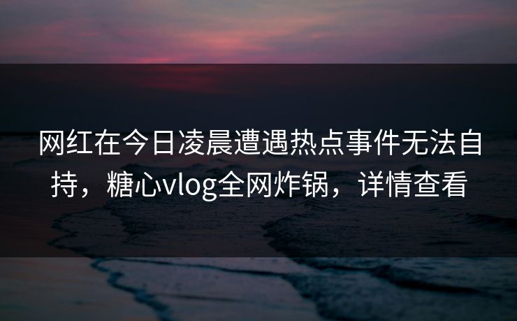 网红在今日凌晨遭遇热点事件无法自持，糖心vlog全网炸锅，详情查看