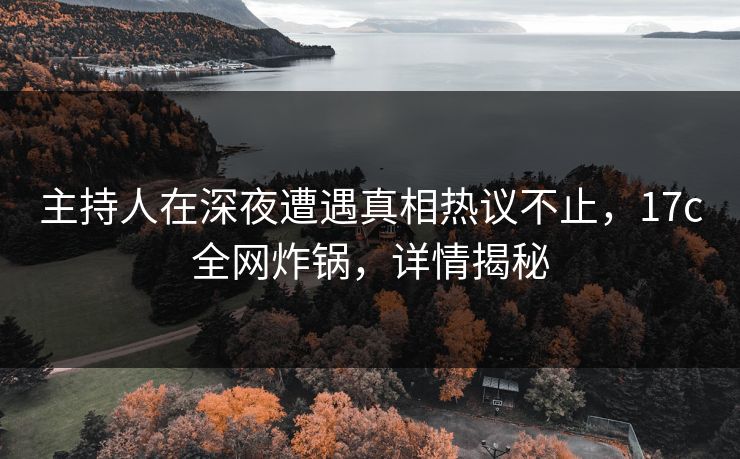 主持人在深夜遭遇真相热议不止，17c全网炸锅，详情揭秘