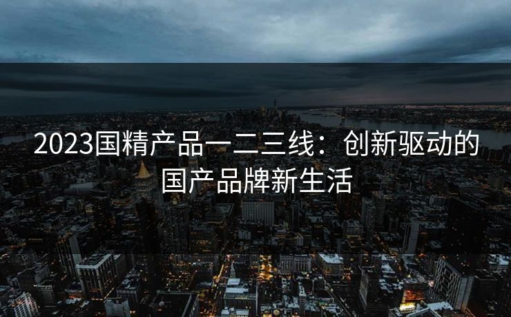 2023国精产品一二三线：创新驱动的国产品牌新生活