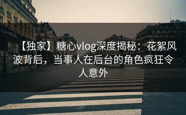 【独家】糖心vlog深度揭秘：花絮风波背后，当事人在后台的角色疯狂令人意外