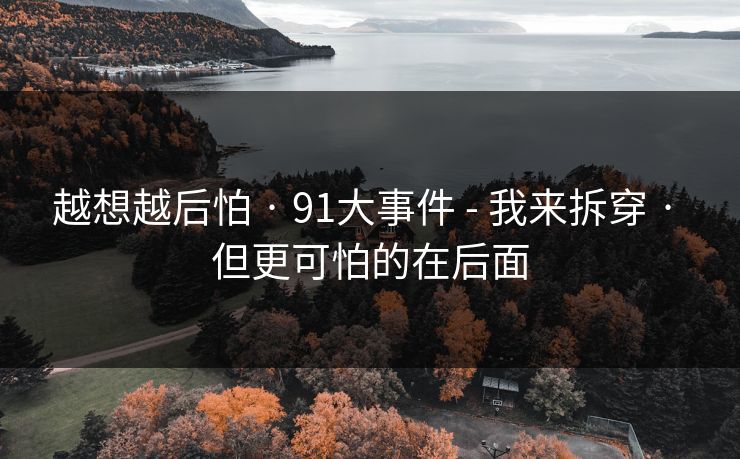 越想越后怕 · 91大事件 - 我来拆穿 · 但更可怕的在后面